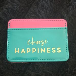 Choose Happiness Card Holder - Teal and Pink